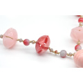 2021 stylish rose red resin seed bead jewelry for women acrylic pink glass bead necklace